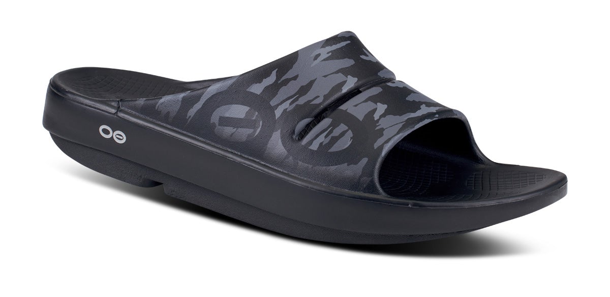 Oofos Sandals Cheap Deals - Black Camo Mens OOahh Sport Slide